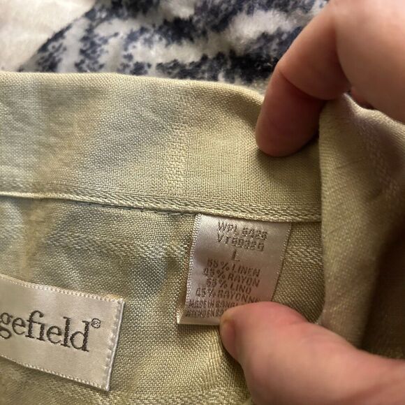 Sedgefield Linen Rayon Striped Short Sleeve Shirt Large - Picture 6 of 13